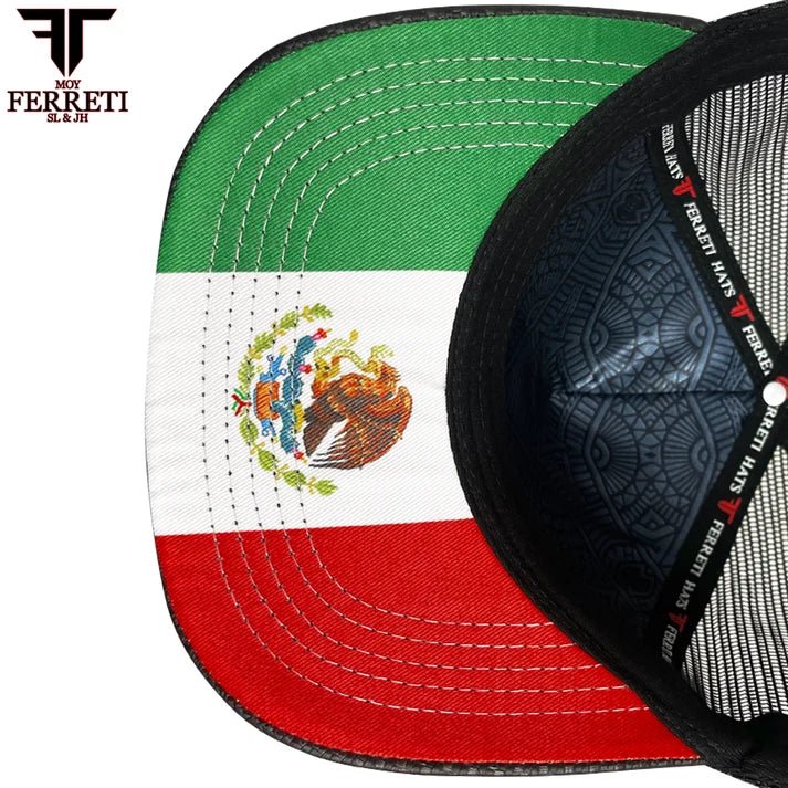 FERRETI HATS PREMIUM FT145M Mexico Shield Baseball Cap For Men - Black - OriginalWestern.com