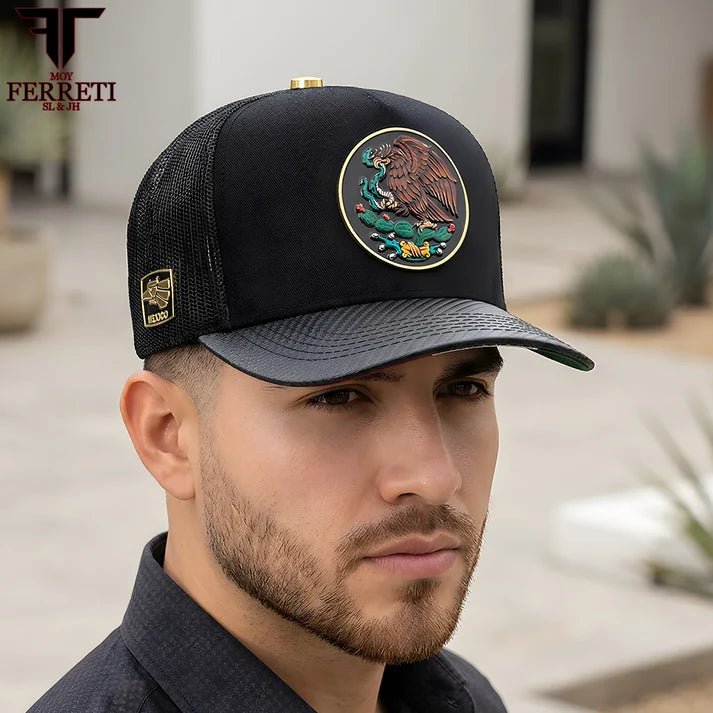 FERRETI HATS PREMIUM FT145M Mexico Shield Baseball Cap For Men - Black - OriginalWestern.com