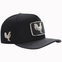 FERRETI HATS PREMIUM FT146 Silver Rooster Baseball Cap For Men- Black - OriginalWestern.com
