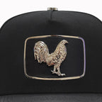 FERRETI HATS PREMIUM FT146 Silver Rooster Baseball Cap For Men- Black - OriginalWestern.com