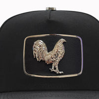 FERRETI HATS PREMIUM FT146 Silver Rooster Baseball Cap For Men- Black - OriginalWestern.com