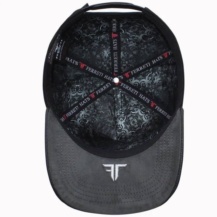 FERRETI HATS PREMIUM FT146 Silver Rooster Baseball Cap For Men- Black - OriginalWestern.com