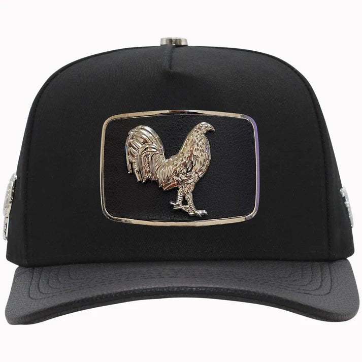 FERRETI HATS PREMIUM FT146 Silver Rooster Baseball Cap For Men- Black - OriginalWestern.com