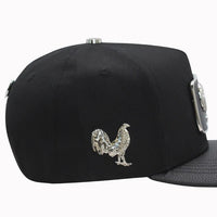 FERRETI HATS PREMIUM FT146 Silver Rooster Baseball Cap For Men- Black - OriginalWestern.com