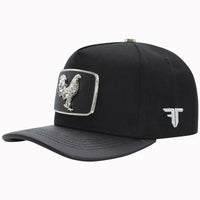 FERRETI HATS PREMIUM FT146 Silver Rooster Baseball Cap For Men- Black - OriginalWestern.com