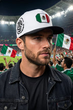 FERRETI HATS PREMIUM FT159 Mexico Flag Baseball Cap For Men - White - OriginalWestern.com
