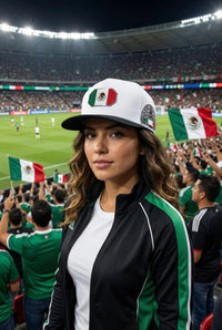 FERRETI HATS PREMIUM FT159 Mexico Flag Baseball Cap For Men - White - OriginalWestern.com