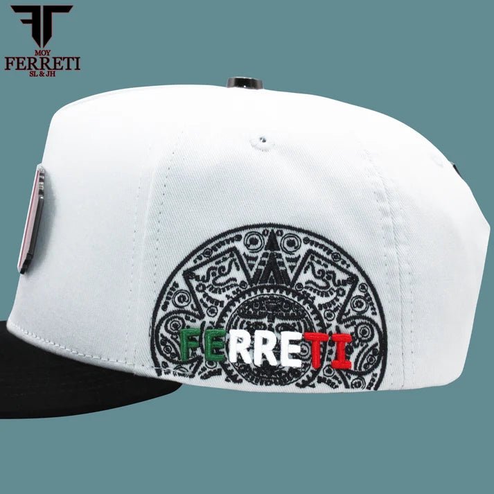 FERRETI HATS PREMIUM FT159 Mexico Flag Baseball Cap For Men - White - OriginalWestern.com