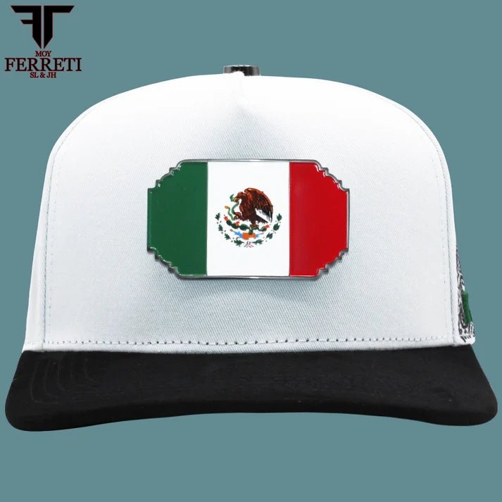 FERRETI HATS PREMIUM FT159 Mexico Flag Baseball Cap For Men - White - OriginalWestern.com