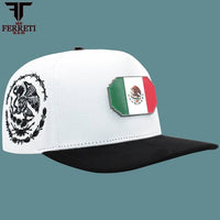 FERRETI HATS PREMIUM FT159 Mexico Flag Baseball Cap For Men - White - OriginalWestern.com