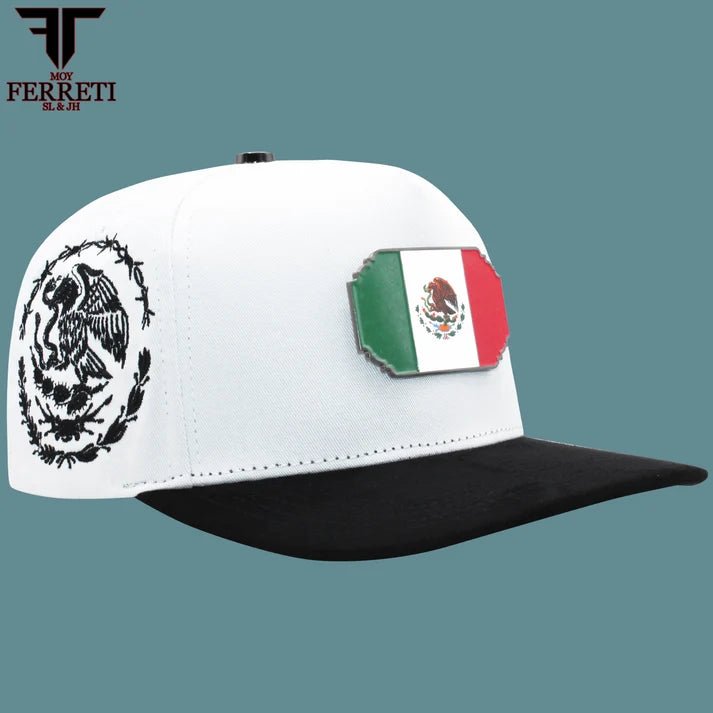 FERRETI HATS PREMIUM FT159 Mexico Flag Baseball Cap For Men - White - OriginalWestern.com