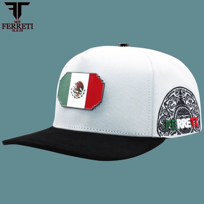 FERRETI HATS PREMIUM FT159 Mexico Flag Baseball Cap For Men - White - OriginalWestern.com