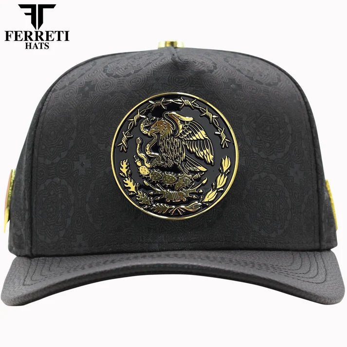 FERRETI HATS PREMIUM FT163 Mexico Shield Baseball Cap For Men - Black - OriginalWestern.com