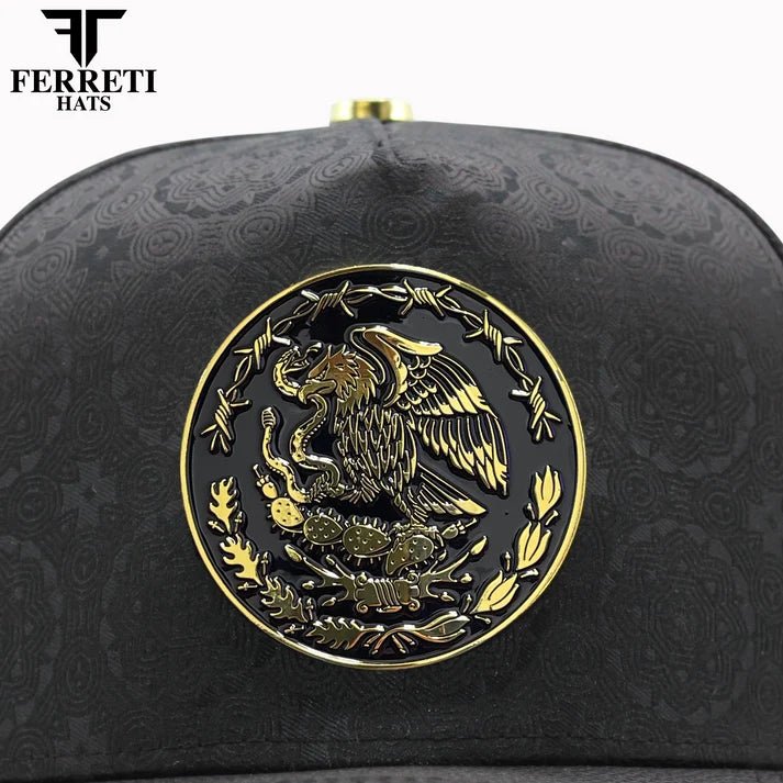 FERRETI HATS PREMIUM FT163 Mexico Shield Baseball Cap For Men - Black - OriginalWestern.com