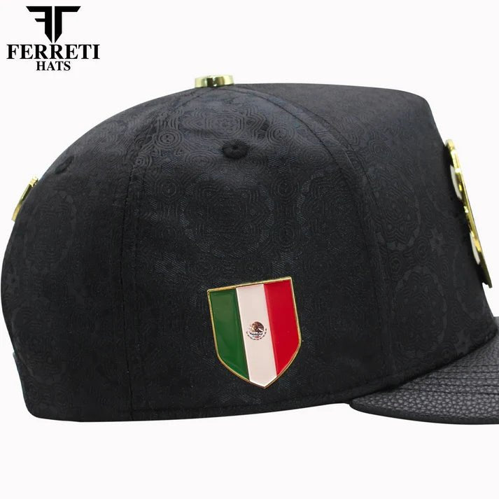FERRETI HATS PREMIUM FT163 Mexico Shield Baseball Cap For Men - Black - OriginalWestern.com