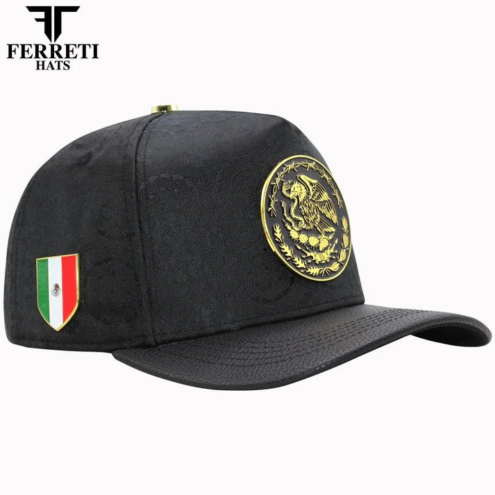 FERRETI HATS PREMIUM FT163 Mexico Shield Baseball Cap For Men - Black - OriginalWestern.com