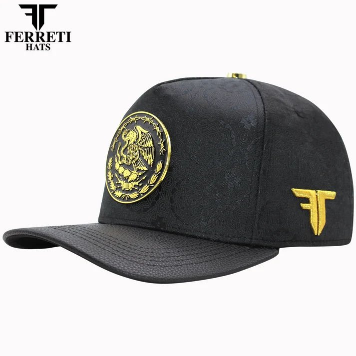 FERRETI HATS PREMIUM FT163 Mexico Shield Baseball Cap For Men - Black - OriginalWestern.com
