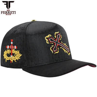 FERRETI HATS PREMIUM FT166 Cross Baseball Cap For Men - Black - OriginalWestern.com