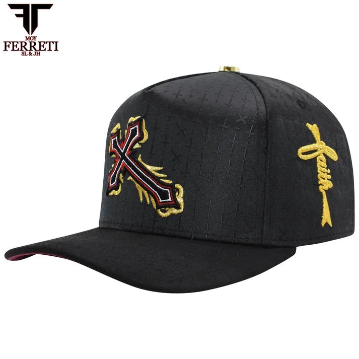 FERRETI HATS PREMIUM FT166 Cross Baseball Cap For Men - Black - OriginalWestern.com