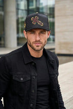 FERRETI HATS PREMIUM FT166 Cross Baseball Cap For Men - Black - OriginalWestern.com