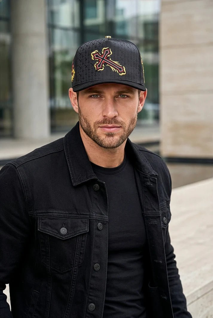 FERRETI HATS PREMIUM FT166 Cross Baseball Cap For Men - Black - OriginalWestern.com