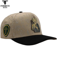 FERRETI HATS PREMIUM FT172 San Judas Baseball Cap For Men - Beige - OriginalWestern.com