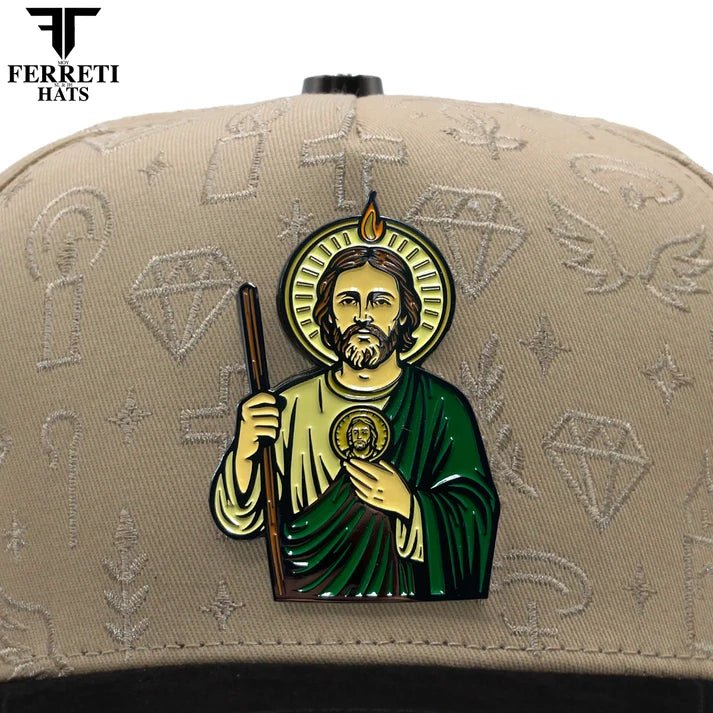 FERRETI HATS PREMIUM FT172 San Judas Baseball Cap For Men - Beige - OriginalWestern.com