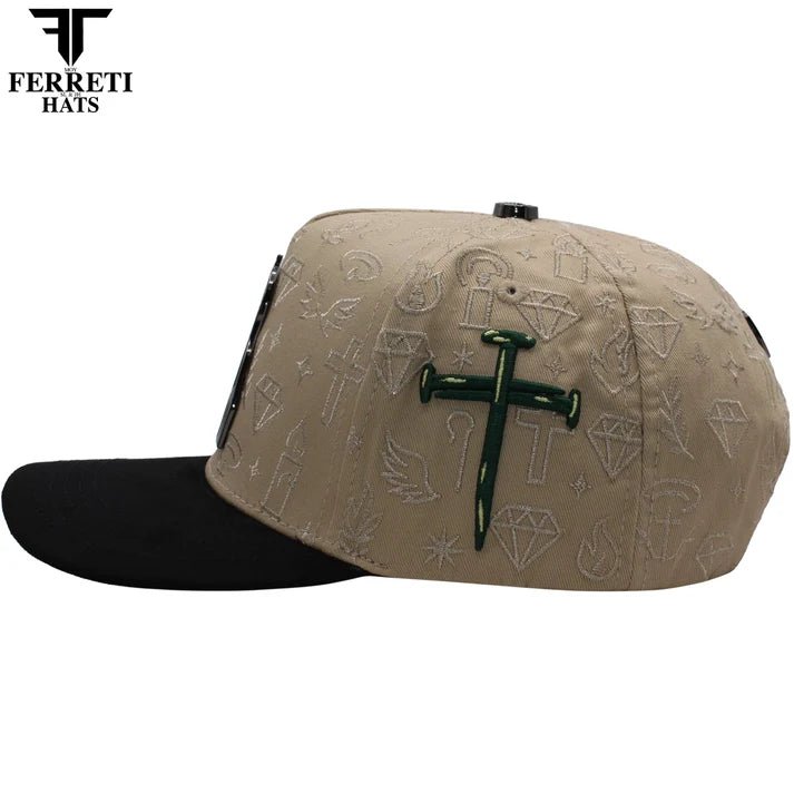 FERRETI HATS PREMIUM FT172 San Judas Baseball Cap For Men - Beige - OriginalWestern.com