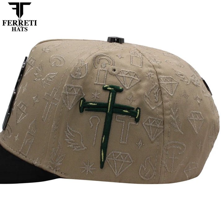 FERRETI HATS PREMIUM FT172 San Judas Baseball Cap For Men - Beige - OriginalWestern.com