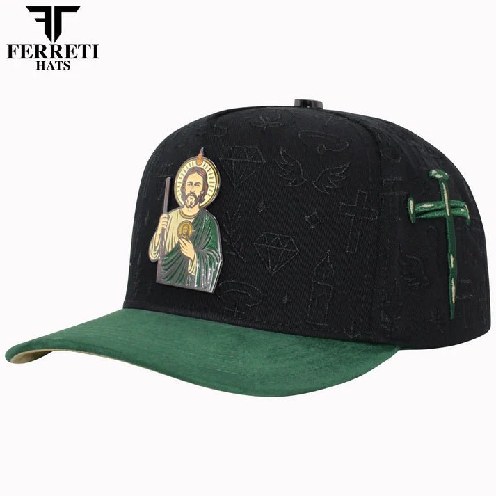 FERRETI HATS PREMIUM FT172 San Judas Tadeo Baseball Cap For Men - Black - OriginalWestern.com