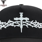 FERRETI HATS PREMIUM FT173 White Cross Baseball Cap For Men - Black - OriginalWestern.com