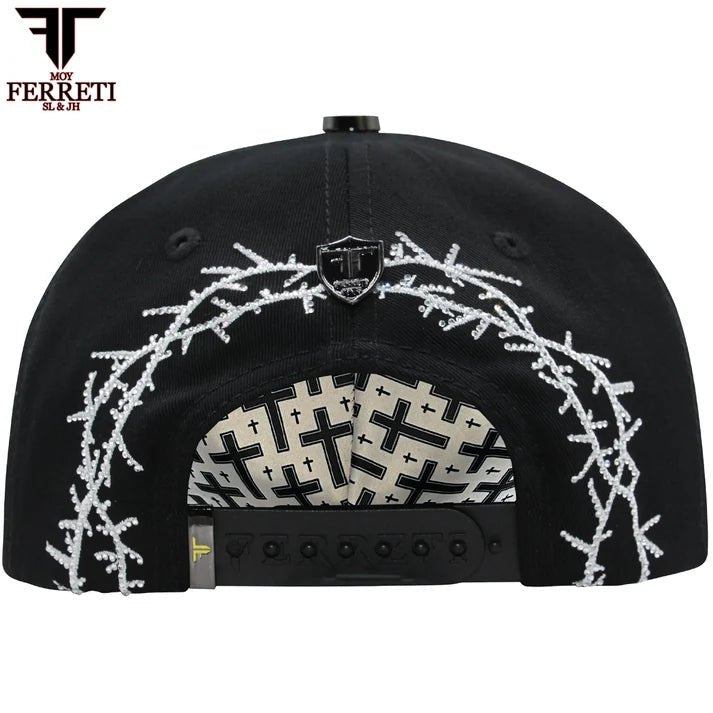FERRETI HATS PREMIUM FT173 White Cross Baseball Cap For Men - Black - OriginalWestern.com