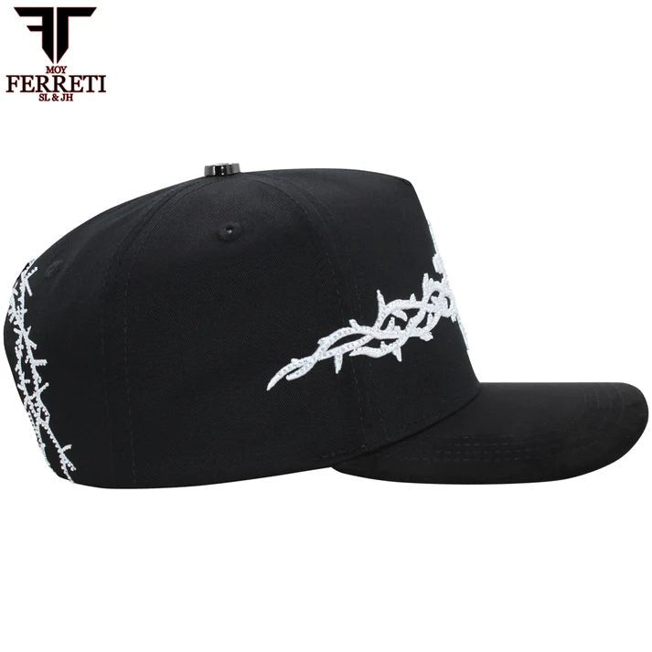 FERRETI HATS PREMIUM FT173 White Cross Baseball Cap For Men - Black - OriginalWestern.com