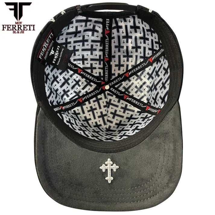 FERRETI HATS PREMIUM FT173 White Cross Baseball Cap For Men - Black - OriginalWestern.com