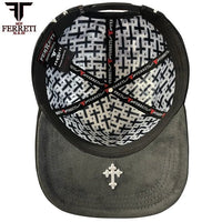 FERRETI HATS PREMIUM FT173 White Cross Baseball Cap For Men - Black - OriginalWestern.com