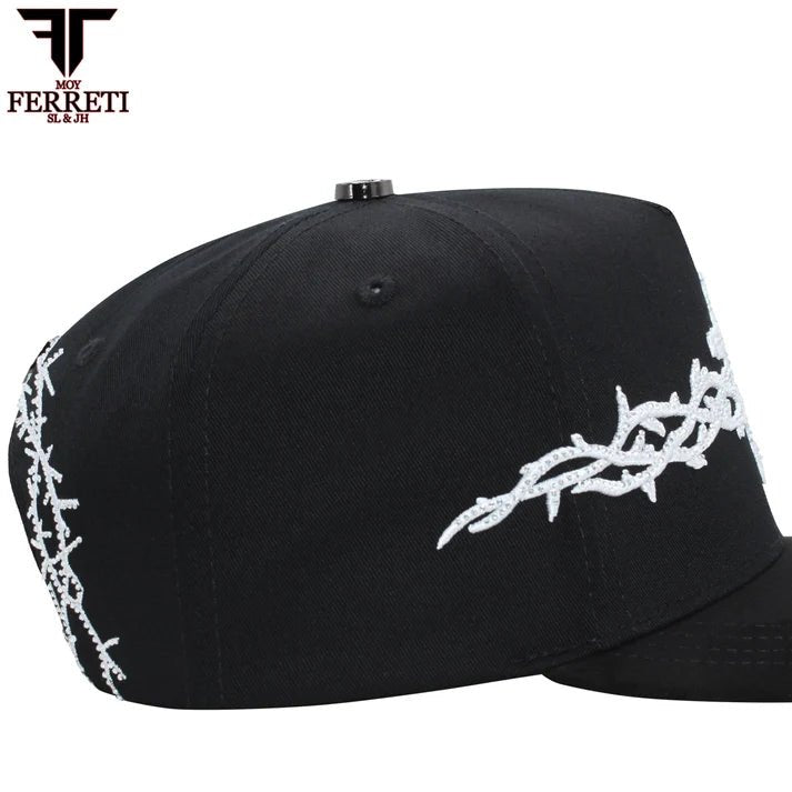 FERRETI HATS PREMIUM FT173 White Cross Baseball Cap For Men - Black - OriginalWestern.com