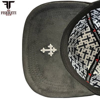 FERRETI HATS PREMIUM FT173 White Cross Baseball Cap For Men - Black - OriginalWestern.com