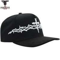 FERRETI HATS PREMIUM FT173 White Cross Baseball Cap For Men - Black - OriginalWestern.com