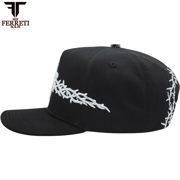 FERRETI HATS PREMIUM FT173 White Cross Baseball Cap For Men - Black - OriginalWestern.com