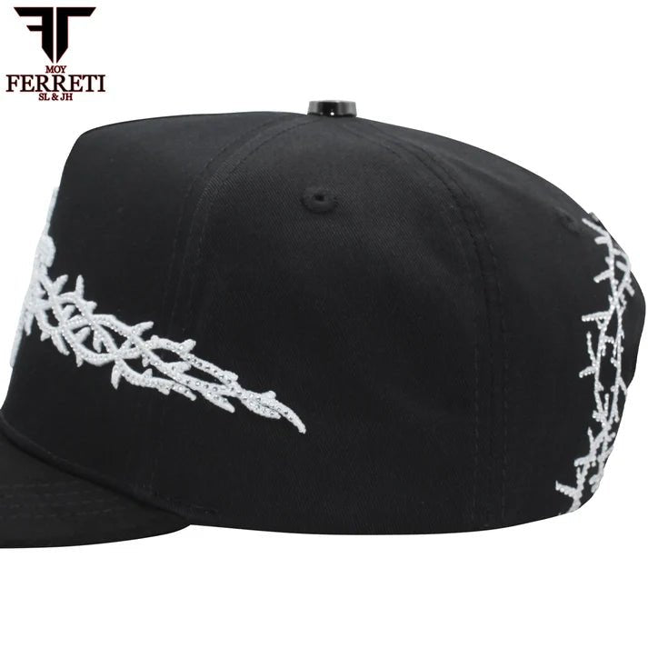 FERRETI HATS PREMIUM FT173 White Cross Baseball Cap For Men - Black - OriginalWestern.com
