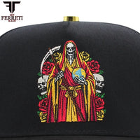 FERRETI HATS PREMIUM FT174 La Muerte Baseball Cap For Men - Black - OriginalWestern.com