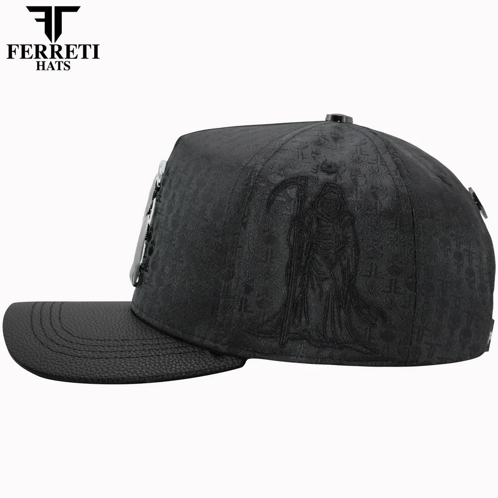 FERRETI HATS PREMIUM FT175 La Muerte Baseball Cap For Men - Black - OriginalWestern.com