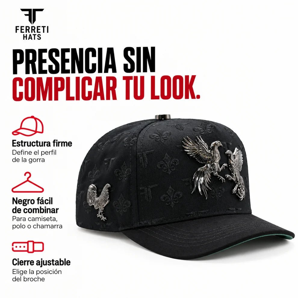 FERRETI HATS PREMIUM FT180 Roosters Baseball Cap For Men - Black - OriginalWestern.com