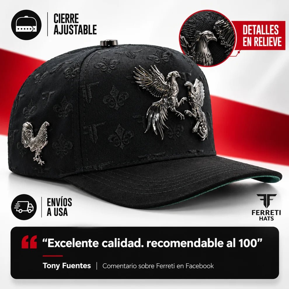FERRETI HATS PREMIUM FT180 Roosters Baseball Cap For Men - Black - OriginalWestern.com