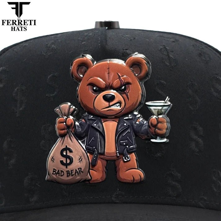 FERRETI HATS PREMIUM FT190 Bad Bear Baseball Cap For Men - Black - OriginalWestern.com