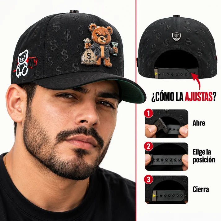 FERRETI HATS PREMIUM FT190 Bad Bear Baseball Cap For Men - Black - OriginalWestern.com