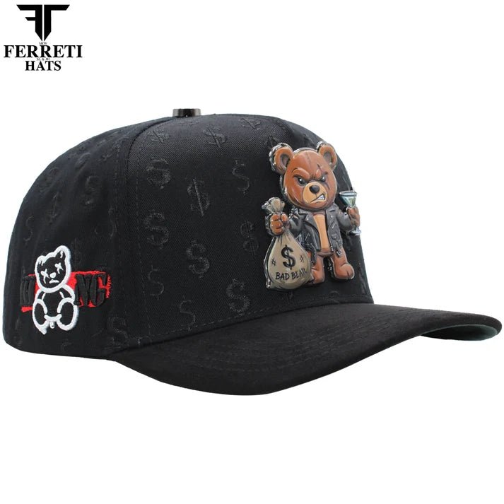 FERRETI HATS PREMIUM FT190 Bad Bear Baseball Cap For Men - Black - OriginalWestern.com