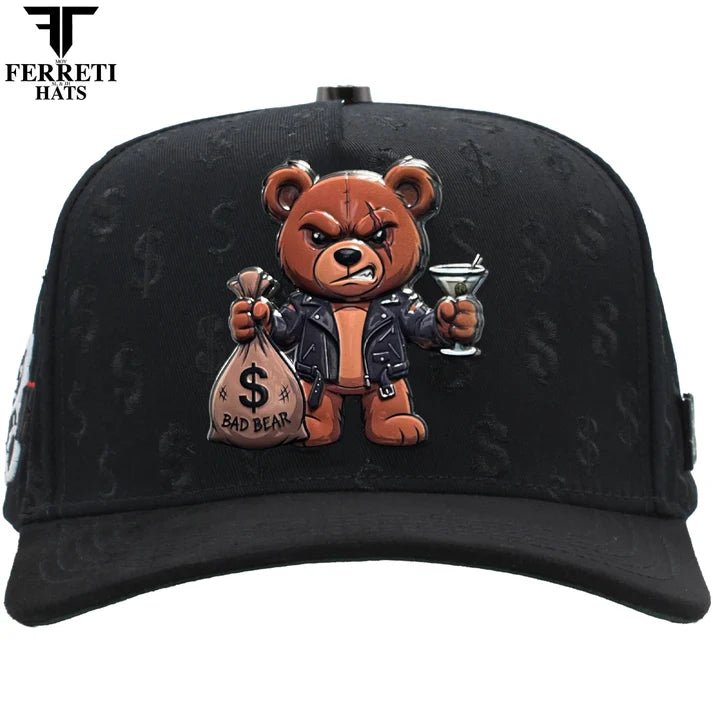 FERRETI HATS PREMIUM FT190 Bad Bear Baseball Cap For Men - Black - OriginalWestern.com