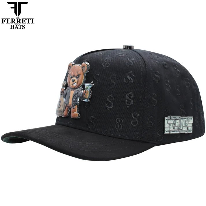 FERRETI HATS PREMIUM FT190 Bad Bear Baseball Cap For Men - Black - OriginalWestern.com