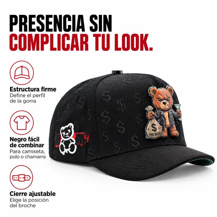 FERRETI HATS PREMIUM FT190 Bad Bear Baseball Cap For Men - Black - OriginalWestern.com